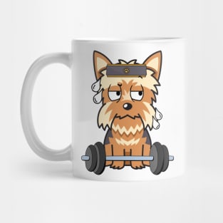 Funny yorkshire terrier is exercising Mug